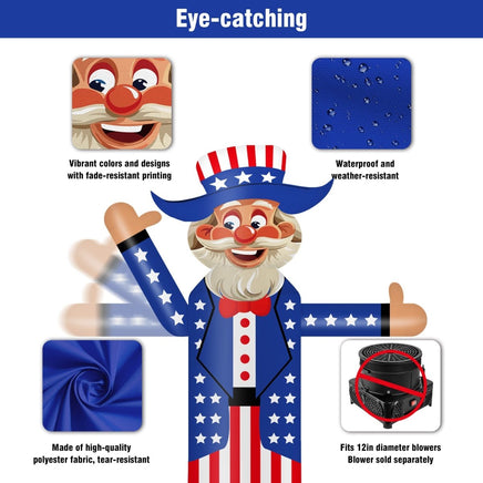 6FT Tall Inflatable Uncle Sam Wavers Inflatable Tube Man (18''Diameter) (Blower Not Included) - goodeny