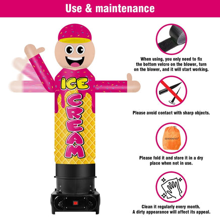 6FT Tall Inflatable Wavers Ice Cream Inflatable Tube Man (18''Diameter) (Blower Not Included) - goodeny
