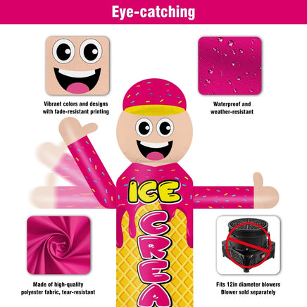 6FT Tall Inflatable Wavers Ice Cream Inflatable Tube Man (18''Diameter) (Blower Not Included) - goodeny