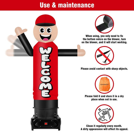 6FT Tall Inflatable Welcome Wavers Inflatable Tube Man (18''Diameter) (Blower Not Included) - goodeny