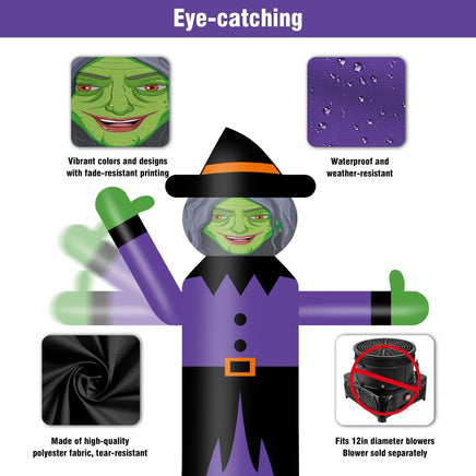 6FT Tall Inflatable Witch Wavers Inflatable Tube Man (12''Diameter) (Blower Not Included) - goodeny