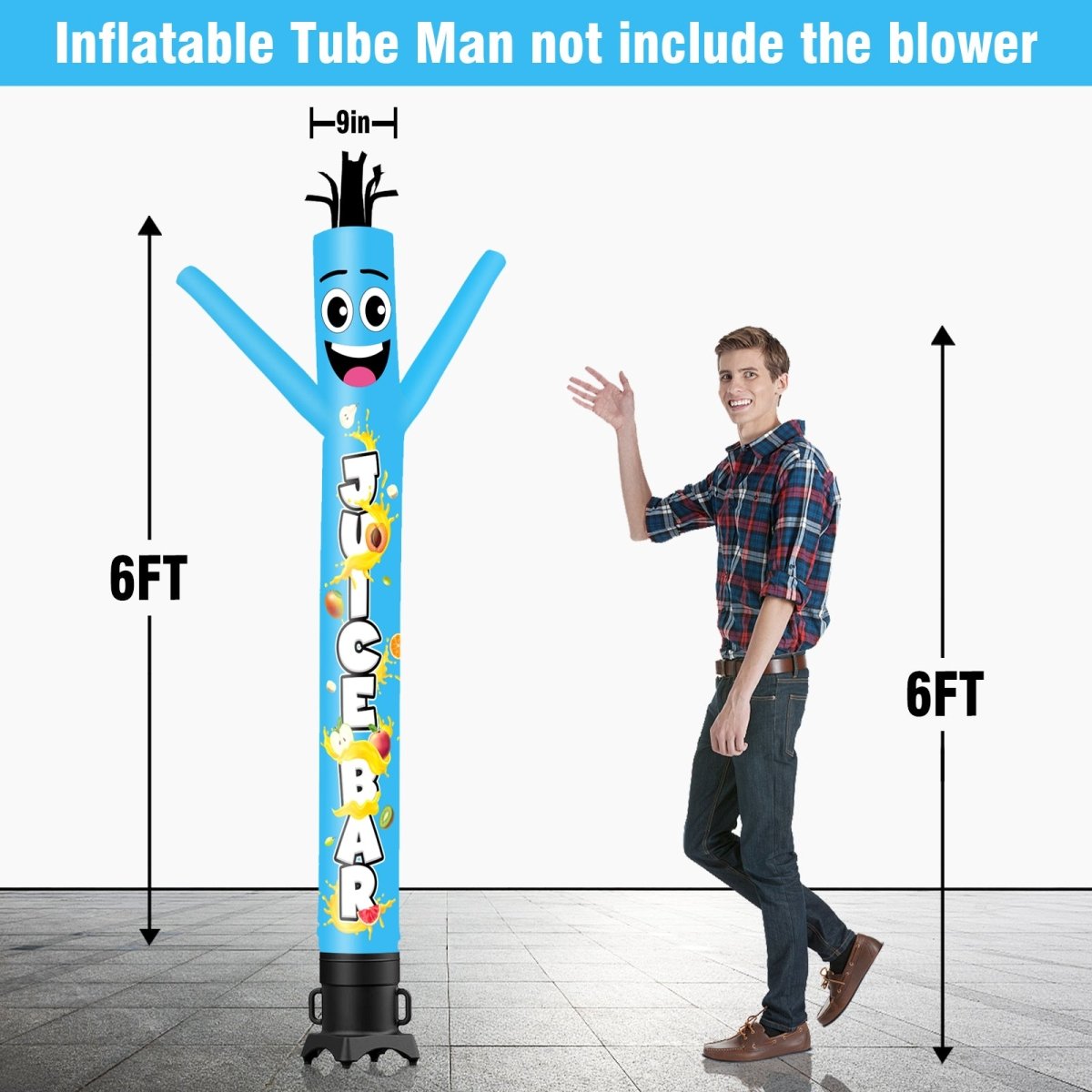 6 10 15 20FT Tall Juice Bar Blue Inflatable Tube Man-goodeny| goodeny