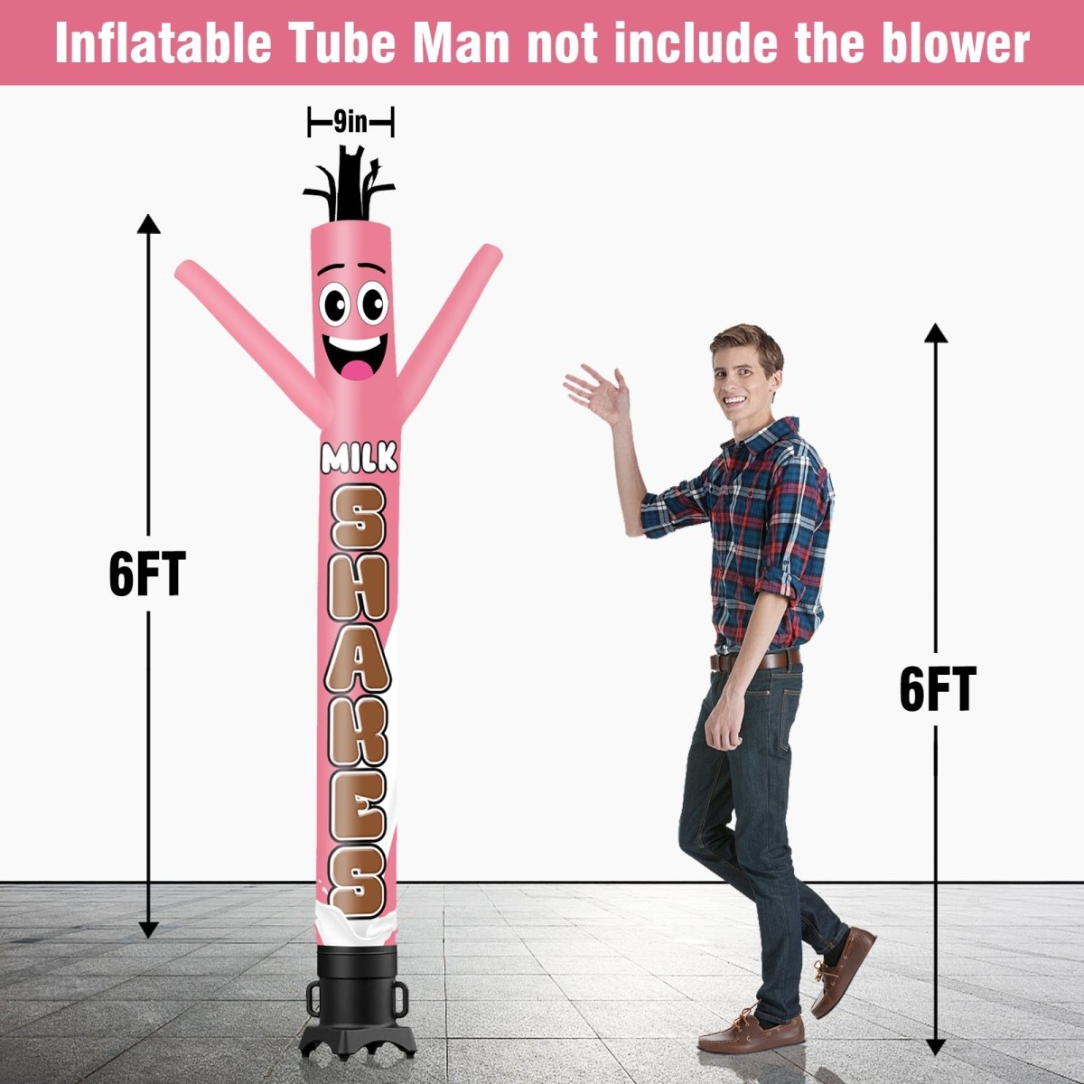 6 10 15 20FT Tall Milkshakes Pink Inflatable Tube Man| goodeny