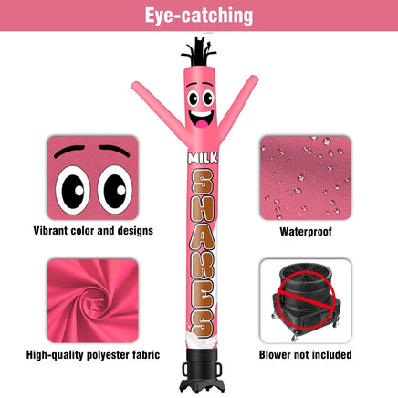 6FT Tall Milkshakes Pink Waving Inflatable Tube Man(Blower Not Included) - goodeny