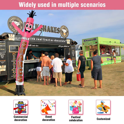6FT Tall Milkshakes Pink Waving Inflatable Tube Man(Blower Not Included) - goodeny