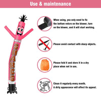 6FT Tall Milkshakes Pink Waving Inflatable Tube Man(Blower Not Included) - goodeny