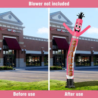 6FT Tall Milkshakes Pink Waving Inflatable Tube Man(Blower Not Included) - goodeny