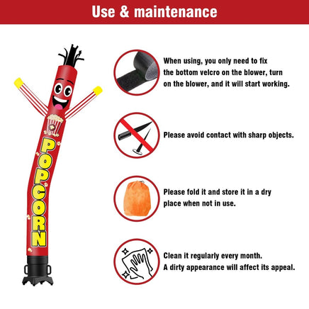 6FT Tall Popcorn Waving Inflatable Tube Man(Blower Not Included) - goodeny