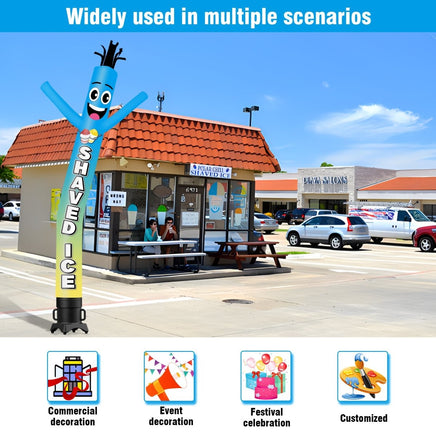 6FT Tall Shaved Ice Skyblue Waving Inflatable Tube Man(Blower Not Included) - goodeny
