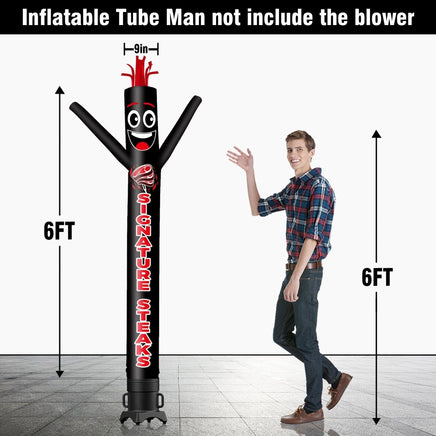 6FT Tall Signature Steaks Waving Inflatable Tube Man(Blower Not Included) - goodeny