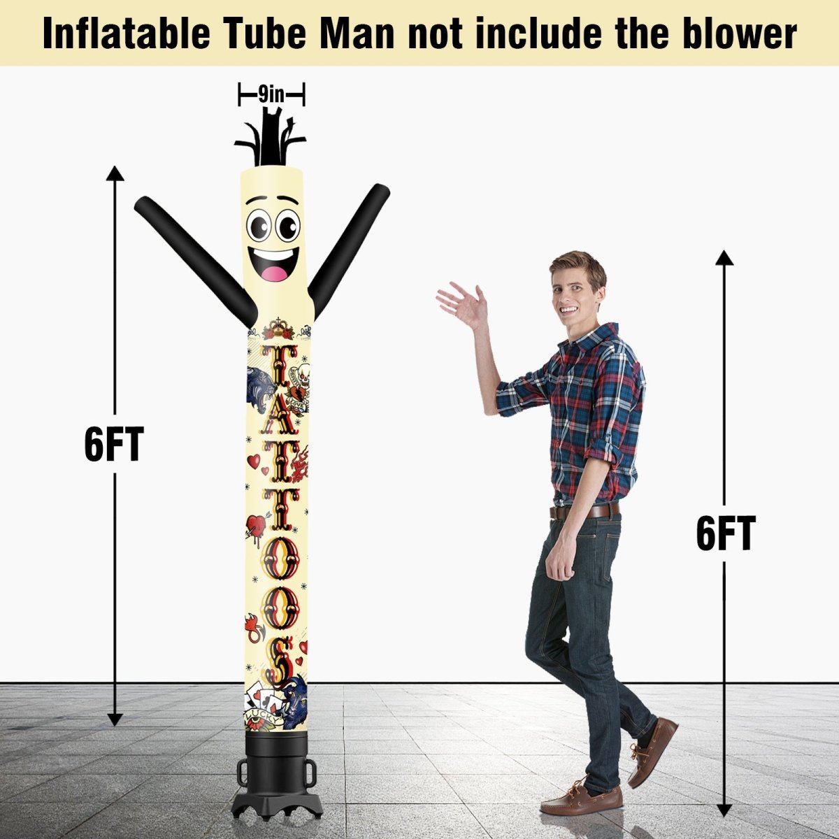 6 10 15 20FT Tall Tattoos Waving Inflatable Tube Man-goodeny| goodeny