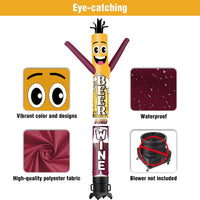 6FT Tall Wine And Beer Waving Inflatable Tube Man(Blower Not Included) - goodeny