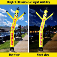 6FT Tire Sale Yellow Inflatable Tube Man with Blower (5.5'' Diameter) and Built - in LED - goodeny