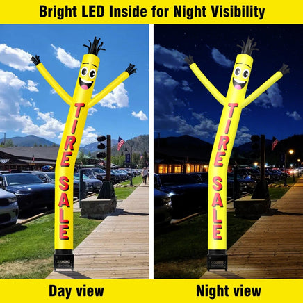 6FT Tire Sale Yellow Inflatable Tube Man with Blower (5.5'' Diameter) and Built - in LED - goodeny