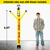 6FT Tire Sale Yellow Inflatable Tube Man with Blower (5.5'' Diameter) and Built - in LED - goodeny