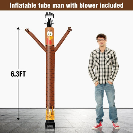 6FT Turkey Inflatable Tube Man with Blower (5.5'' Diameter) and Built - in LED - goodeny