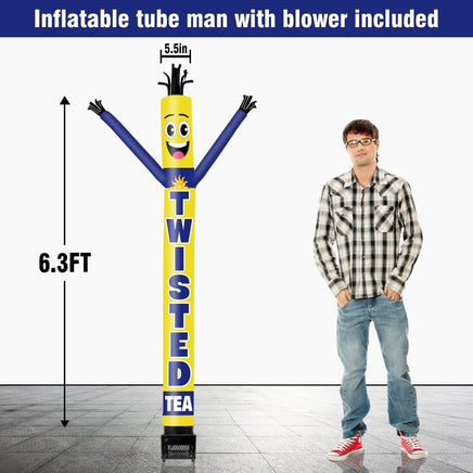6FT Twisted Tea Inflatable Tube Man with Blower (5.5'' Diameter) and Built - in LED - goodeny
