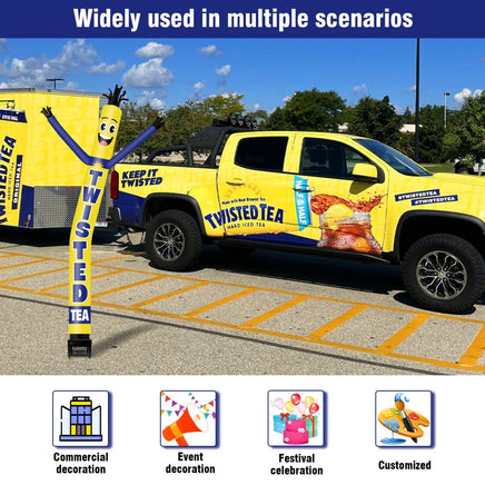 6FT Twisted Tea Inflatable Tube Man with Blower (5.5'' Diameter) and Built - in LED - goodeny
