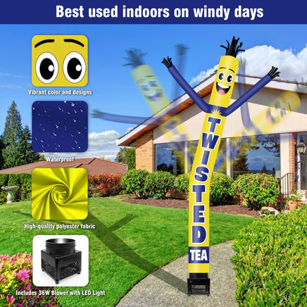 6FT Twisted Tea Inflatable Tube Man with Blower (5.5'' Diameter) and Built - in LED - goodeny