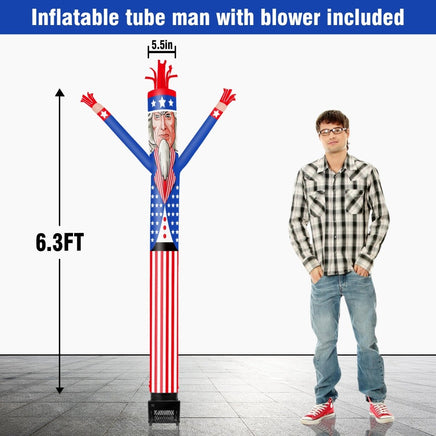 6FT Uncle Sam Inflatable Tube Man with Blower (5.5'' Diameter) and Built - in LED - goodeny
