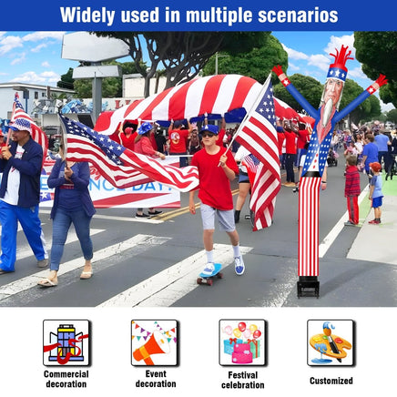 6FT Uncle Sam Inflatable Tube Man with Blower (5.5'' Diameter) and Built - in LED - goodeny