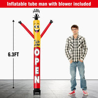 6FT We Are Open Inflatable Tube Man with Blower (5.5'' Diameter) and Built - in LED - goodeny