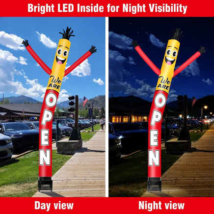 6FT We Are Open Inflatable Tube Man with Blower (5.5'' Diameter) and Built - in LED - goodeny