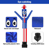 7FT Tall Inflatable Tube Man Sets with Weather-Resistant Blower -American Flag - goodeny
