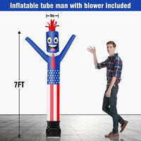 7FT Tall Inflatable Tube Man Sets with Weather-Resistant Blower -American Flag - goodeny
