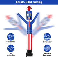 7FT Tall Inflatable Tube Man Sets with Weather-Resistant Blower -American Flag - goodeny