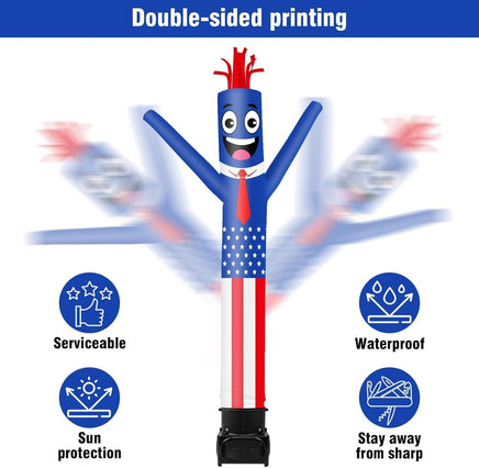 7FT Tall Inflatable Tube Man Sets with Weather-Resistant Blower -American Flag - goodeny