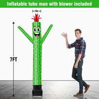 7FT Tall Inflatable Tube Man Sets with Weather-Resistant Blower -Cactus - goodeny