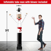 7FT Tall Inflatable Tube Man Sets with Weather-Resistant Blower -Chef - goodeny