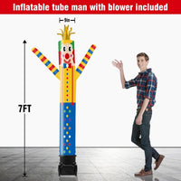 7FT Tall Inflatable Tube Man Sets with Weather-Resistant Blower -Clown - goodeny