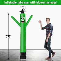 7FT Tall Inflatable Tube Man Sets with Weather-Resistant Blower -Green - goodeny