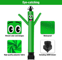 7FT Tall Inflatable Tube Man Sets with Weather-Resistant Blower -Green - goodeny