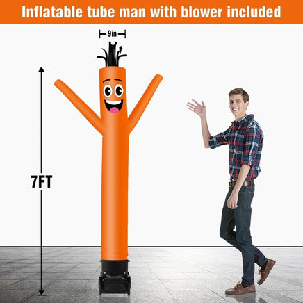 7FT Tall Inflatable Tube Man Sets with Weather-Resistant Blower -Orange - goodeny
