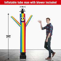 7FT Tall Inflatable Tube Man Sets with Weather-Resistant Blower -Rainbow 1 - goodeny