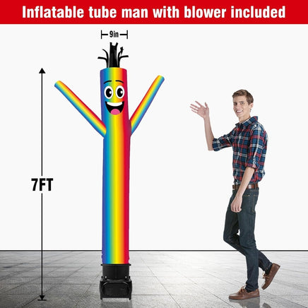 7FT Tall Inflatable Tube Man Sets with Weather-Resistant Blower -Rainbow 1 - goodeny
