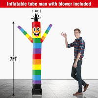 7FT Tall Inflatable Tube Man Sets with Weather-Resistant Blower -Rainbow 2 - goodeny
