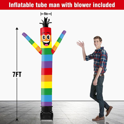 7FT Tall Inflatable Tube Man Sets with Weather-Resistant Blower -Rainbow 2 - goodeny