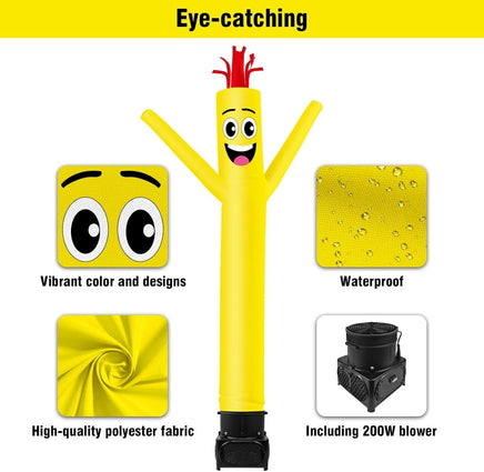 7FT Tall Inflatable Tube Man Sets with Weather-Resistant Blower -Yellow - goodeny