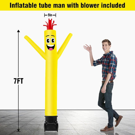 7FT Tall Inflatable Tube Man Sets with Weather-Resistant Blower -Yellow - goodeny