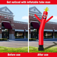 7FT Tall Inflatable Tube Man Wacky Wavy Dancing Guy with Weather-Resistant Blower (9''Diameter) for Outdoor Decoration Advertising Business Promotion - Red - goodeny