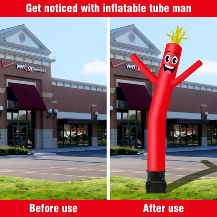 7FT Tall Inflatable Tube Man Wacky Wavy Dancing Guy with Weather-Resistant Blower (9''Diameter) for Outdoor Decoration Advertising Business Promotion - Red - goodeny