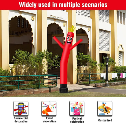 7FT Tall Inflatable Tube Man Wacky Wavy Dancing Guy with Weather-Resistant Blower (9''Diameter) for Outdoor Decoration Advertising Business Promotion - Red - goodeny
