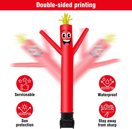 7FT Tall Inflatable Tube Man Wacky Wavy Dancing Guy with Weather-Resistant Blower (9''Diameter) for Outdoor Decoration Advertising Business Promotion - Red - goodeny