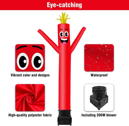 7FT Tall Inflatable Tube Man Wacky Wavy Dancing Guy with Weather-Resistant Blower (9''Diameter) for Outdoor Decoration Advertising Business Promotion - Red - goodeny