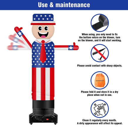 9FT Tall Inflatable Wavers American Flag Inflatable Tube Man (18''Diameter) (Blower Not Included) - goodeny