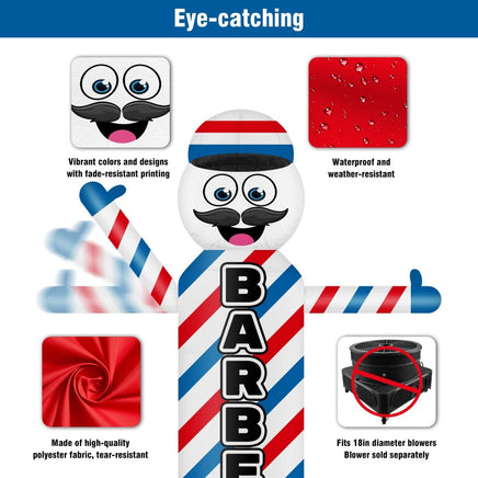 9FT Tall Inflatable Wavers Barber Shop Inflatable Tube Man (18''Diameter) (Blower Not Included) - goodeny